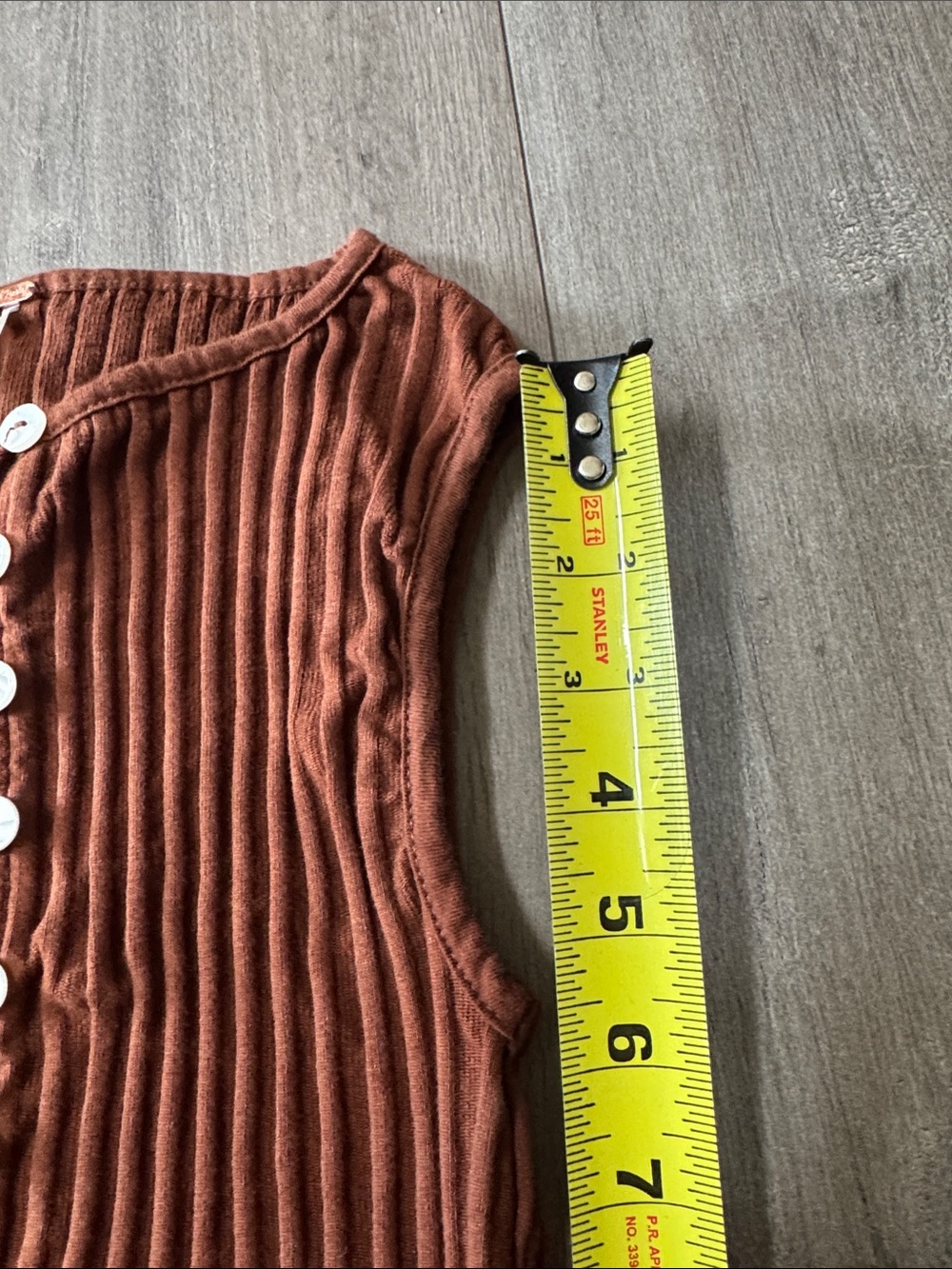 Free People Ribbed Button-Front Tank Top - Rust Brown - Picture 5 of 5